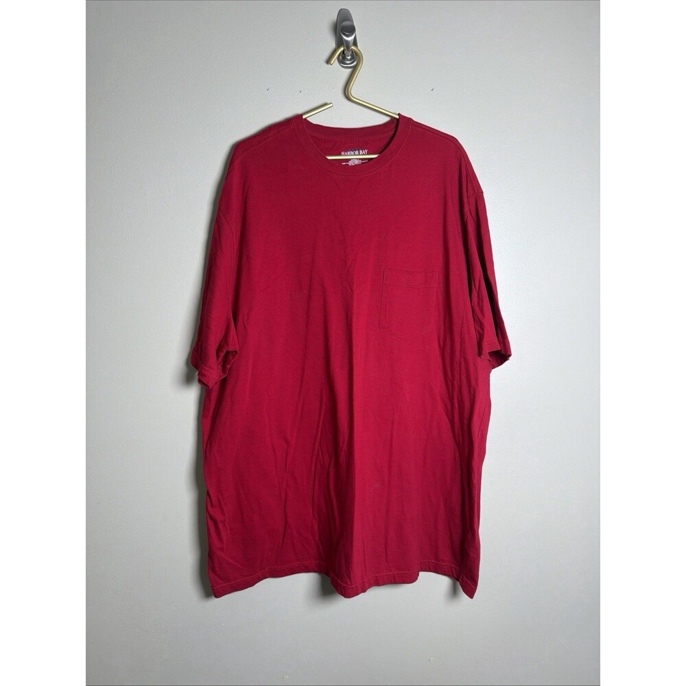 Harbor Bay Shirt Mens 3XLT Big &Tall Short Sleeve Pocket Knit Pullover Red A0032